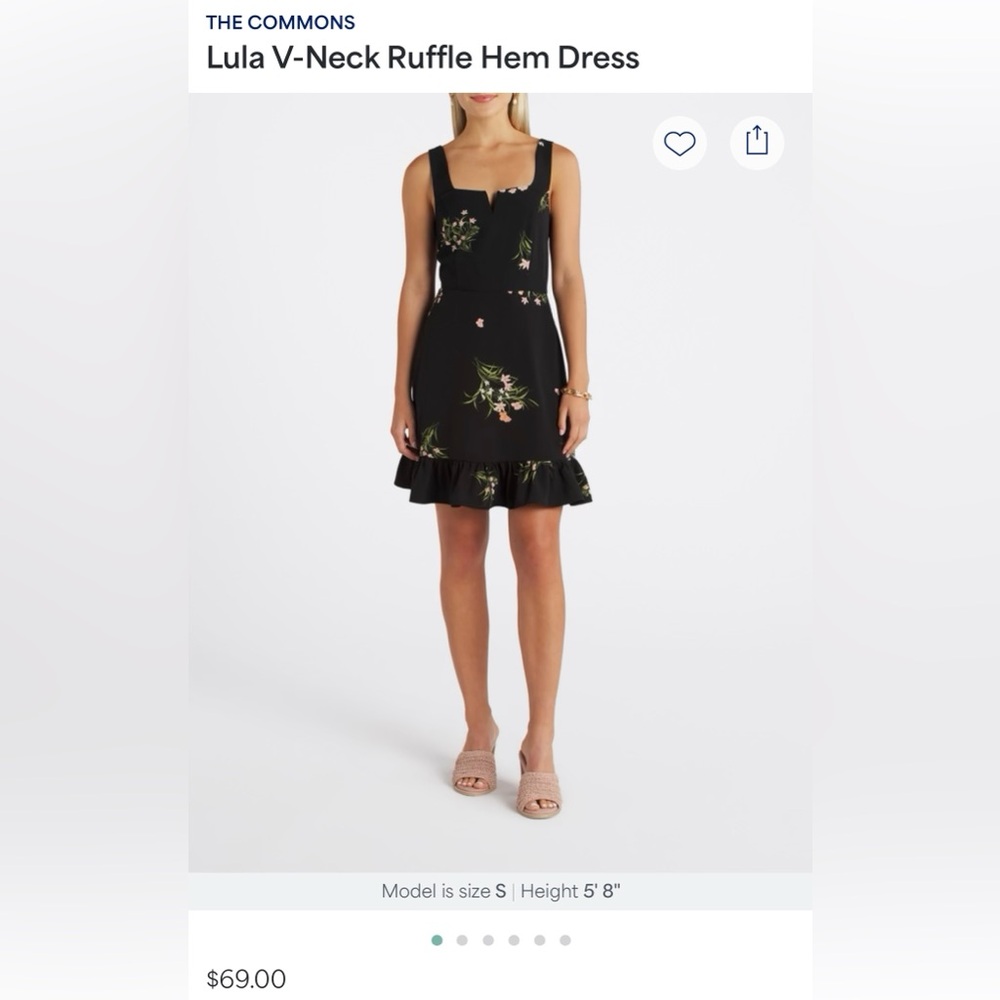 NWOT - Black Floral Ruffle Hem Dress, size M
